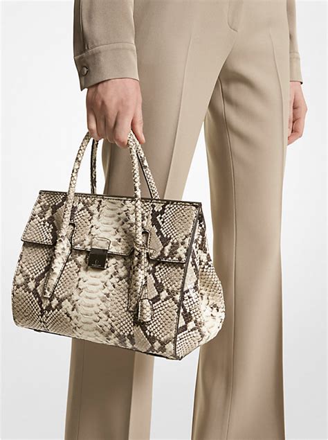 michael kors python|Campbell Medium Python Embossed Leather Satchel .